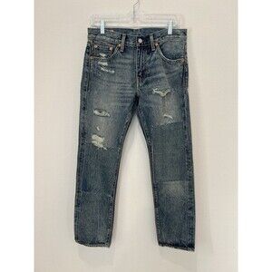 Levi's 511 Slim Fit in Half Day Selvedge DESTROYED Patch Jeans 30 X 30